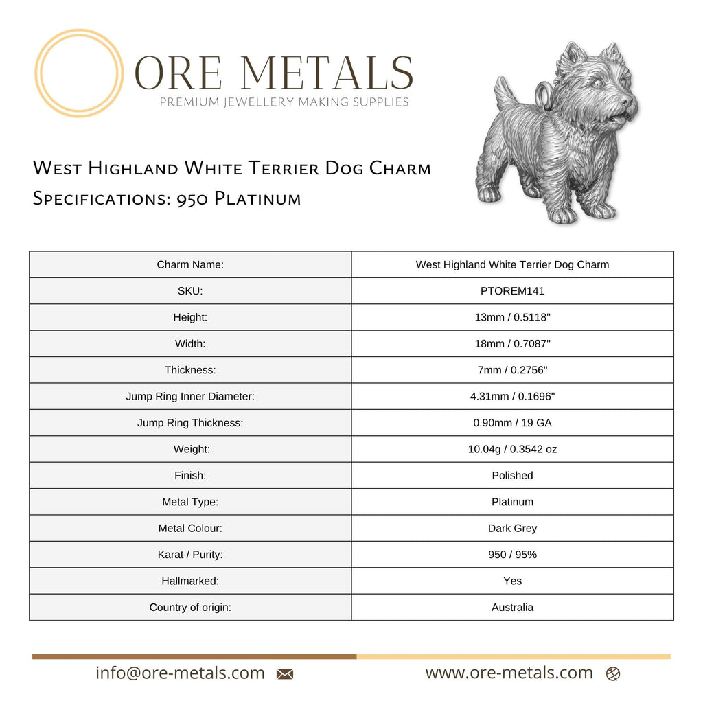 950 Platinum - West Highland White Terrier Dog Charm