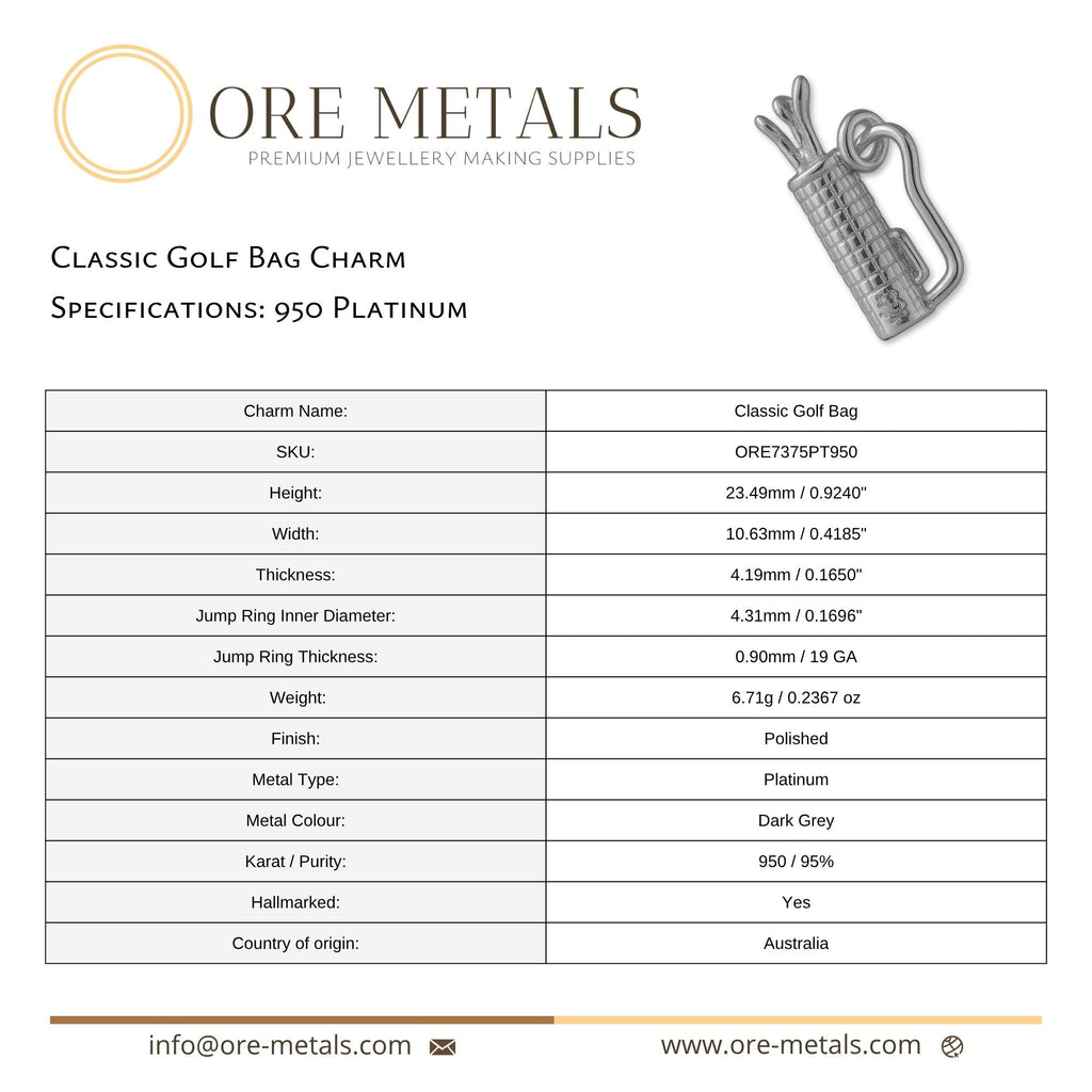 950 Platinum - Classic Golf Bag Charm