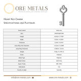 950 Platinum - Heart Key Charm