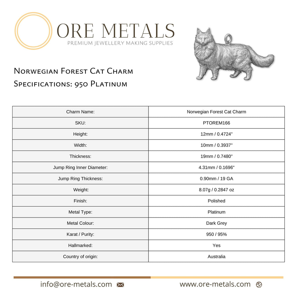 950 Platinum - Norwegian Forest Cat Charm