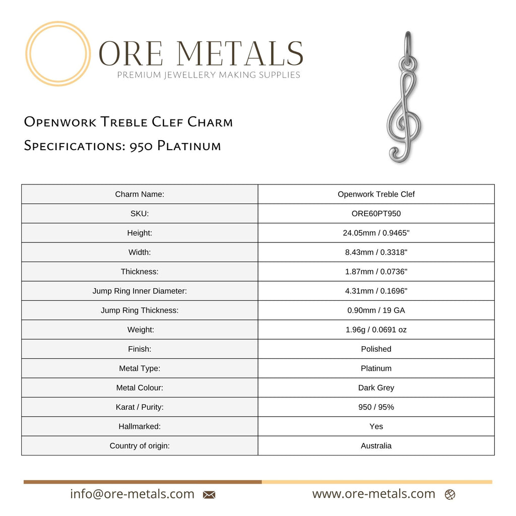 950 Platinum - Openwork Treble Clef Charm