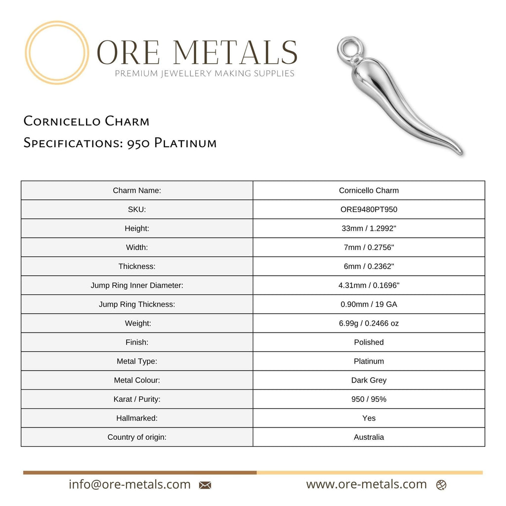 950 Platinum - Cornicello Charm