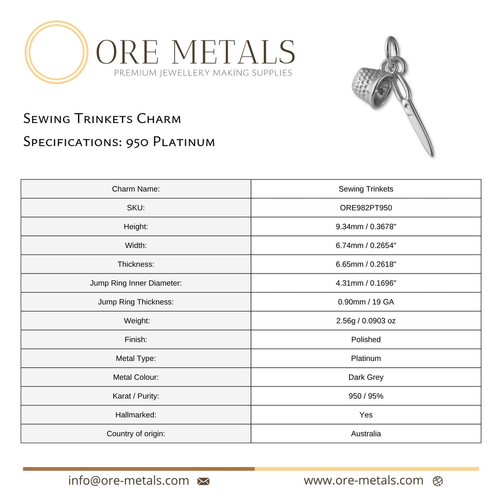 950 Platinum - Sewing Trinkets Charm