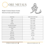 950 Platinum - Rabbit Chinese Zodiac Charm