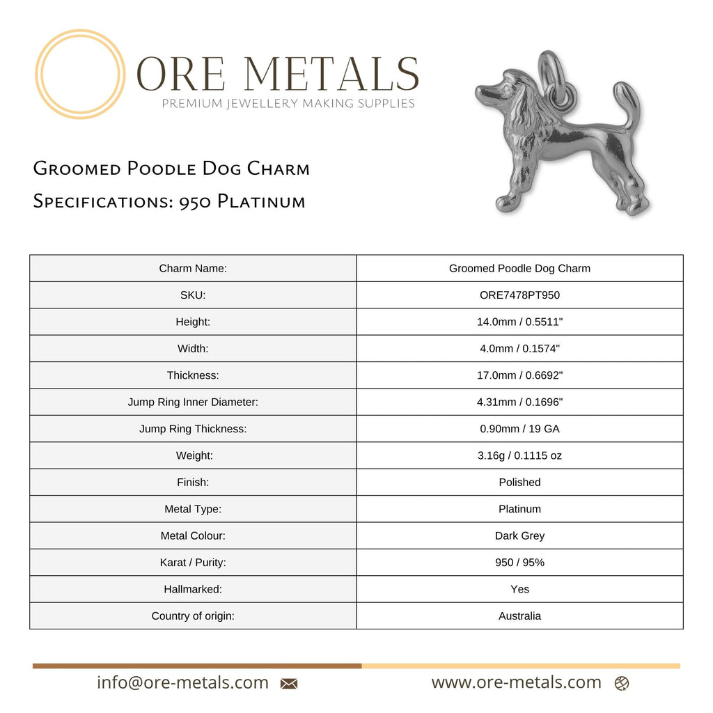 950 Platinum - Groomed Poodle Dog Charm
