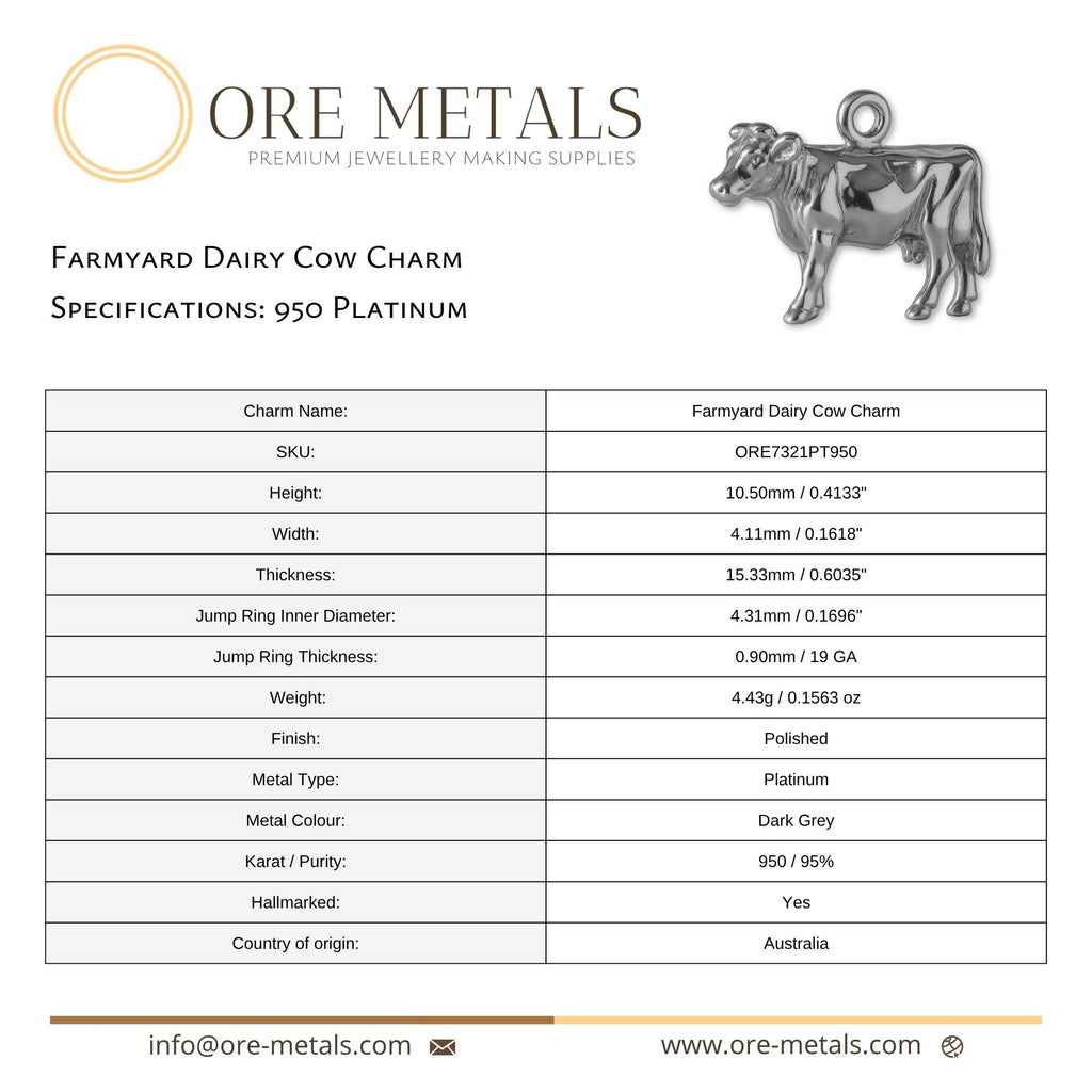 950 Platinum - Farmyard Dairy Cow Charm