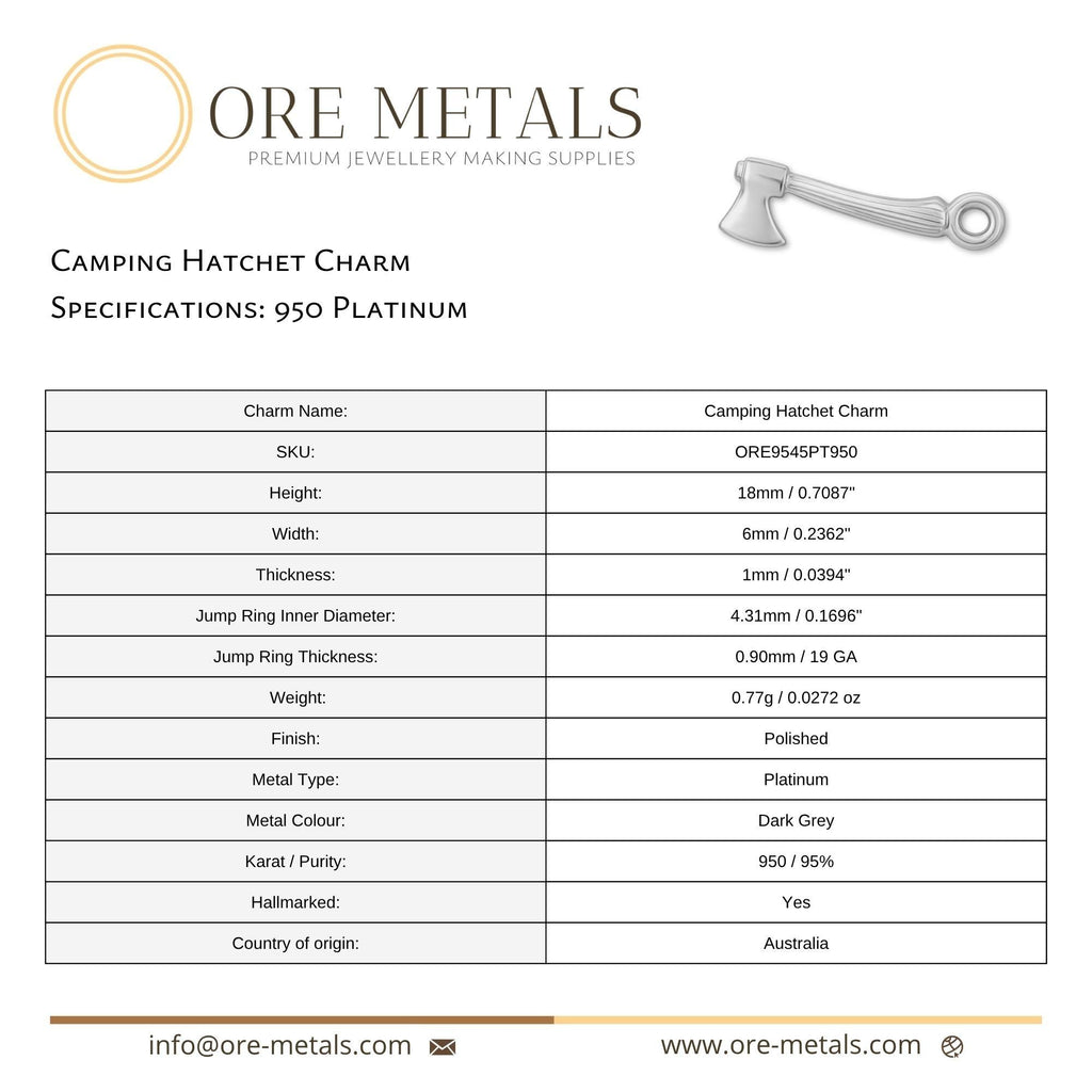 950 Platinum - Camping Hatchet Charm