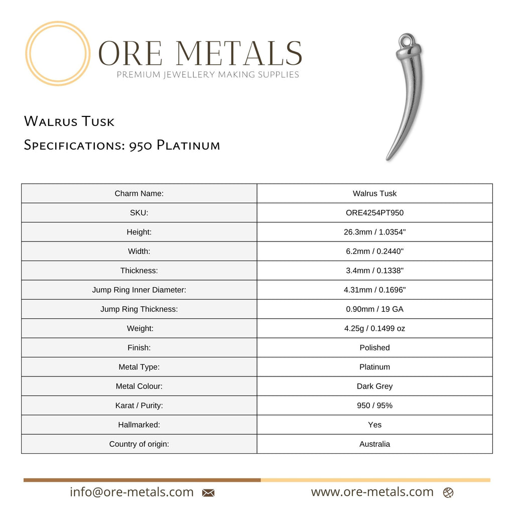 950 Platinum - Walrus Tusk Charm