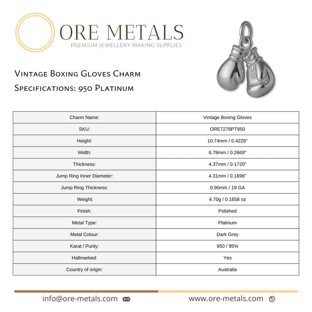 950 Platinum - Vintage Boxing Gloves Charm