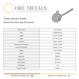 950 Platinum - Tennis Racket Charm