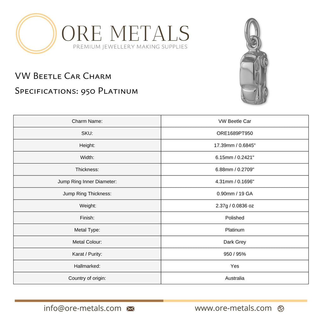 950 Platinum - VW Beetle Car Charm
