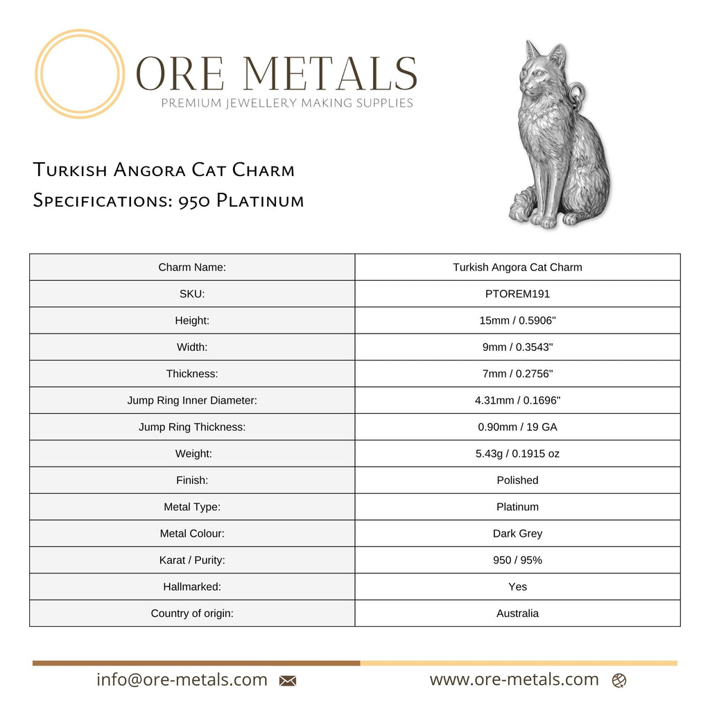 950 Platinum - Turkish Angora Cat Charm