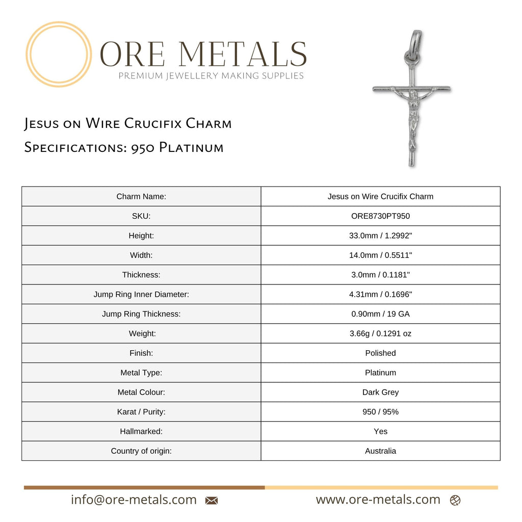 950 Platinum - Jesus on Wire Crucifix Charm
