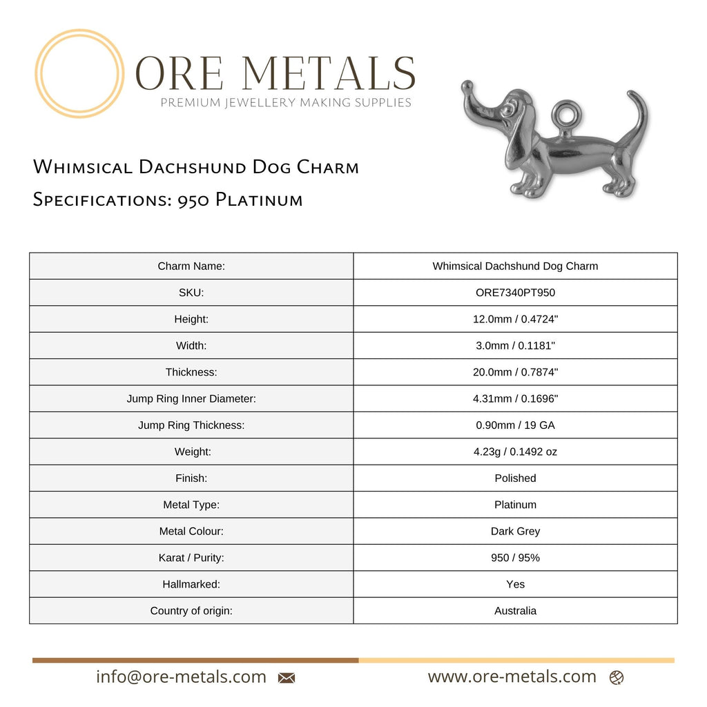 950 Platinum - Whimsical Dachshund Dog Charm