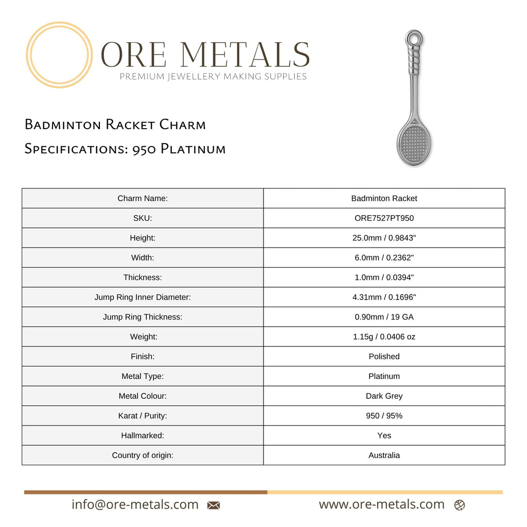 950 Platinum - Badminton Racket Charm