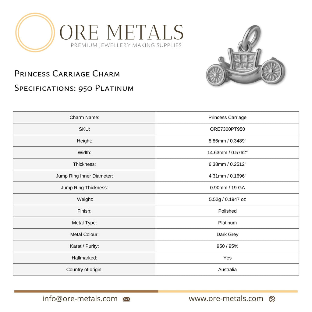 950 Platinum - Princess Carriage Charm