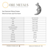 950 Platinum - Sad Crescent Moon Charm