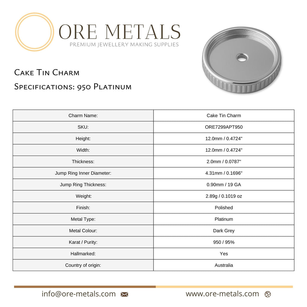 950 Platinum - Cake Tin Charm