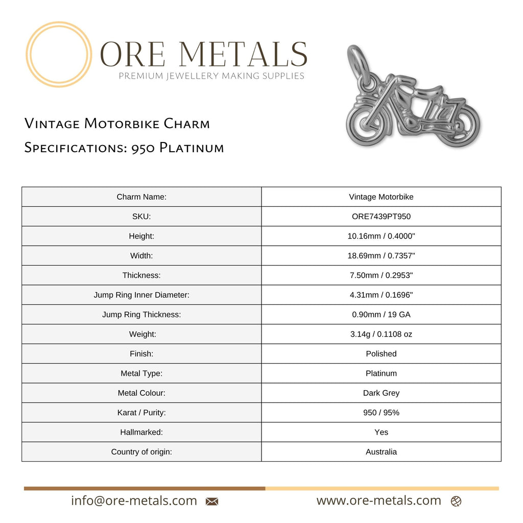 950 Platinum - Vintage Motorbike Charm