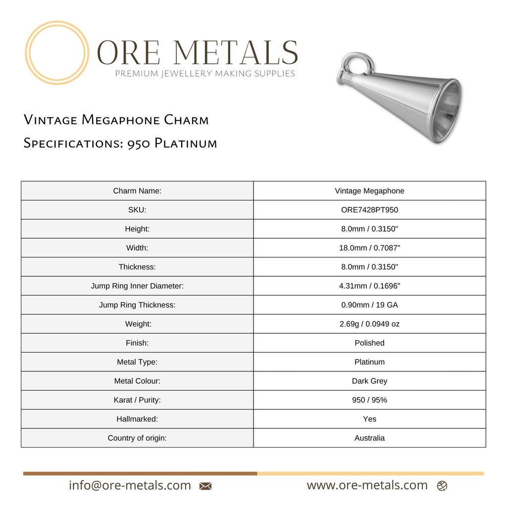 950 Platinum - Vintage Megaphone Charm