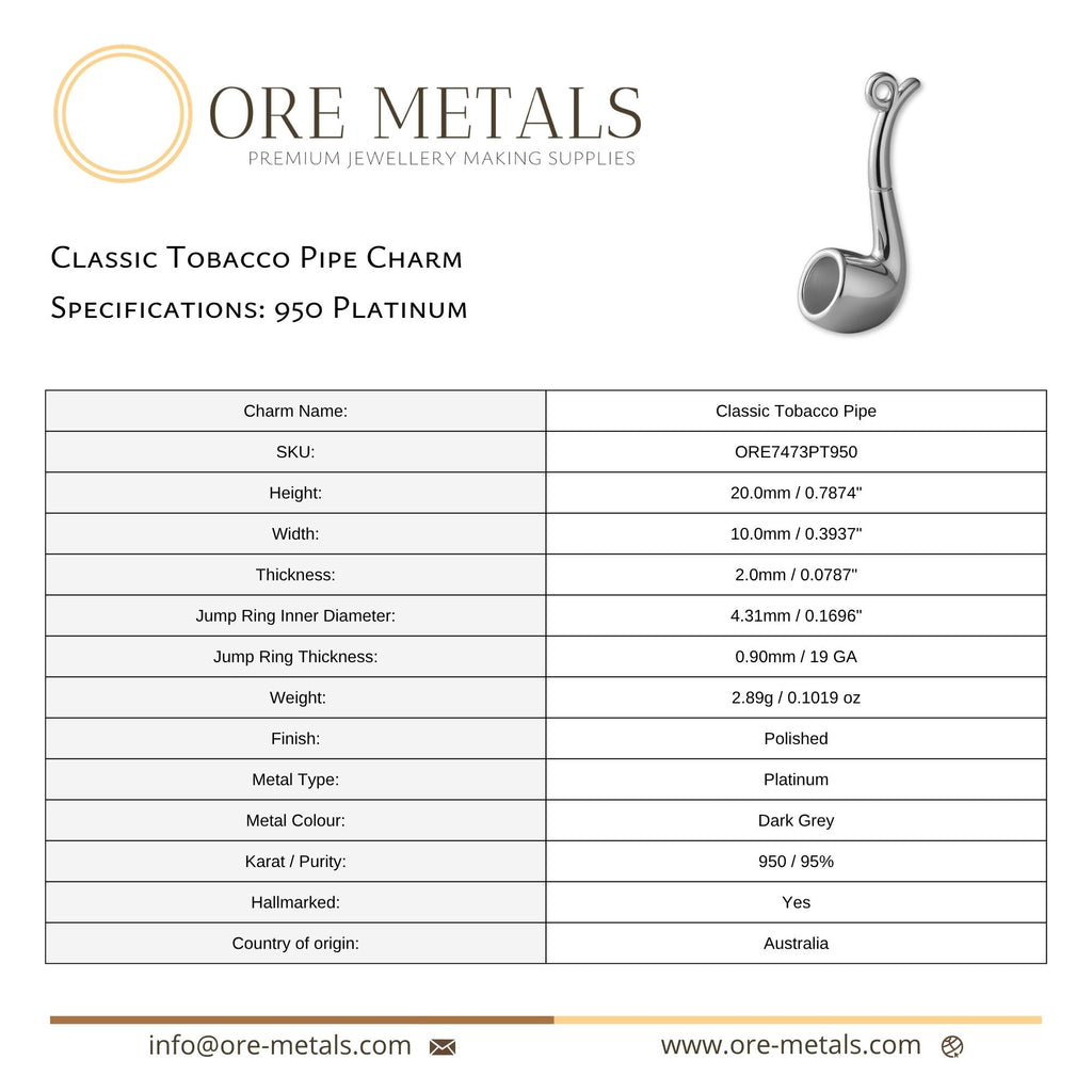 950 Platinum - Classic Tobacco Pipe Charm