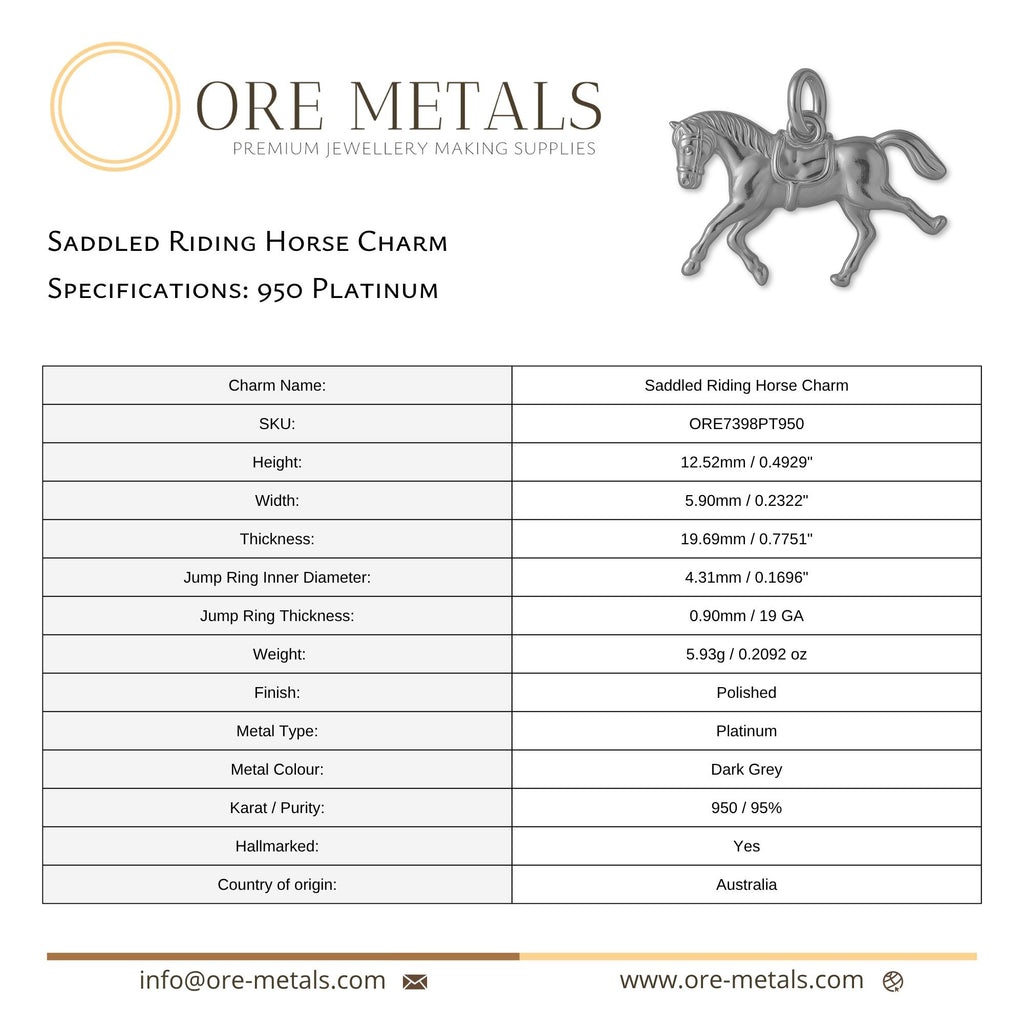 950 Platinum - Saddled Riding Horse Charm