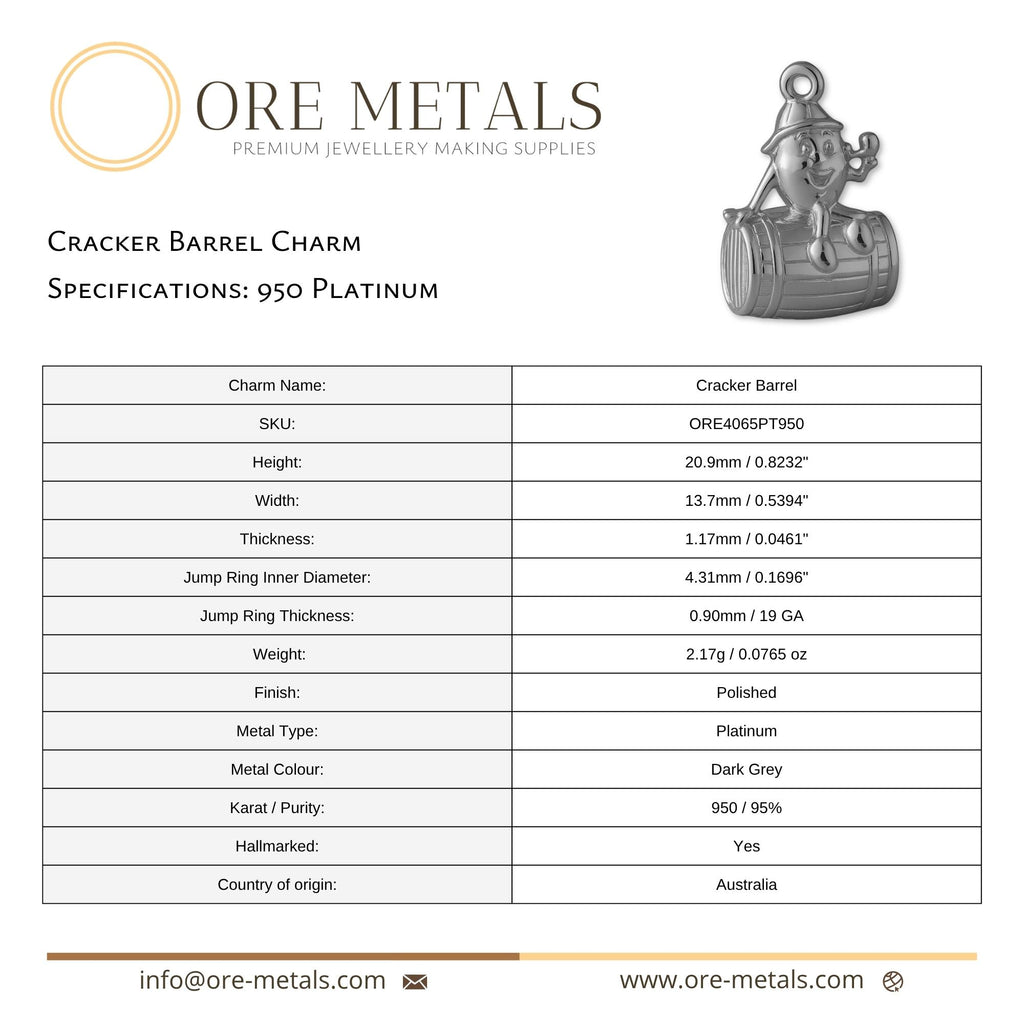 950 Platinum - Cracker Barrel Charm