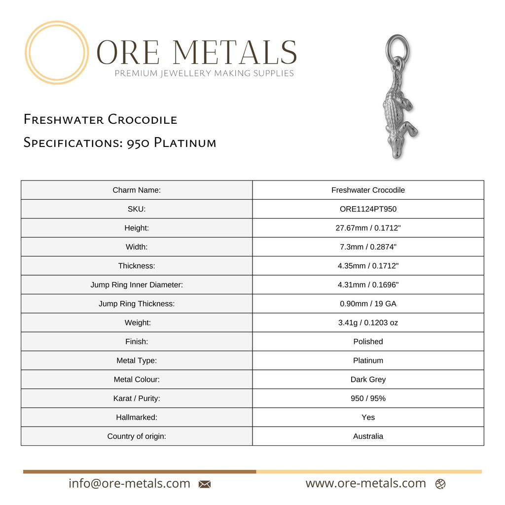 950 Platinum - Freshwater Crocodile Charm