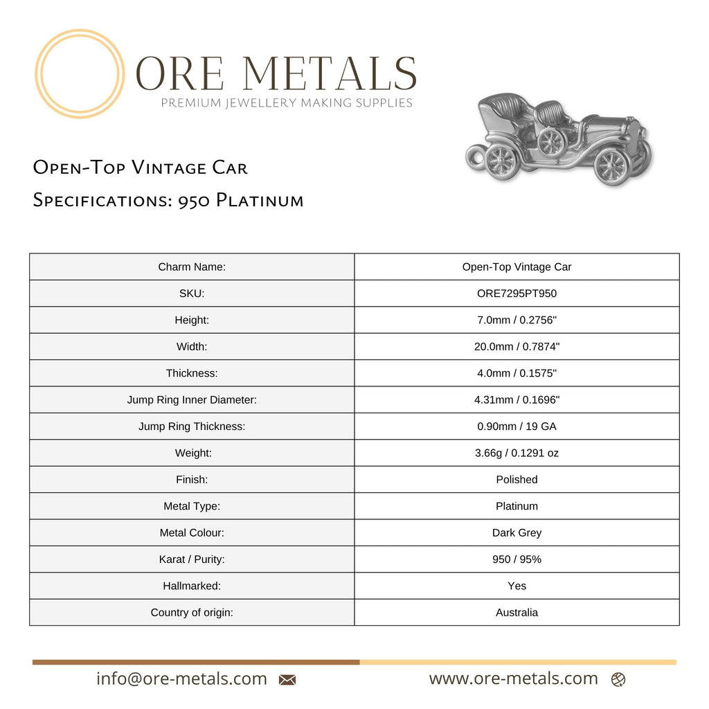 950 Platinum - Open-Top Vintage Car Charm