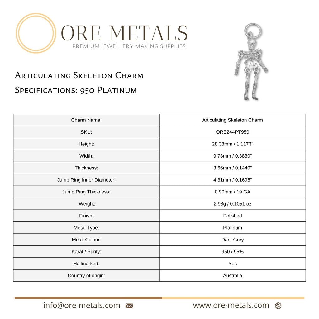 950 Platinum - Articulating Skeleton Charm