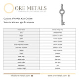 950 Platinum - Classic Vintage Key Charm