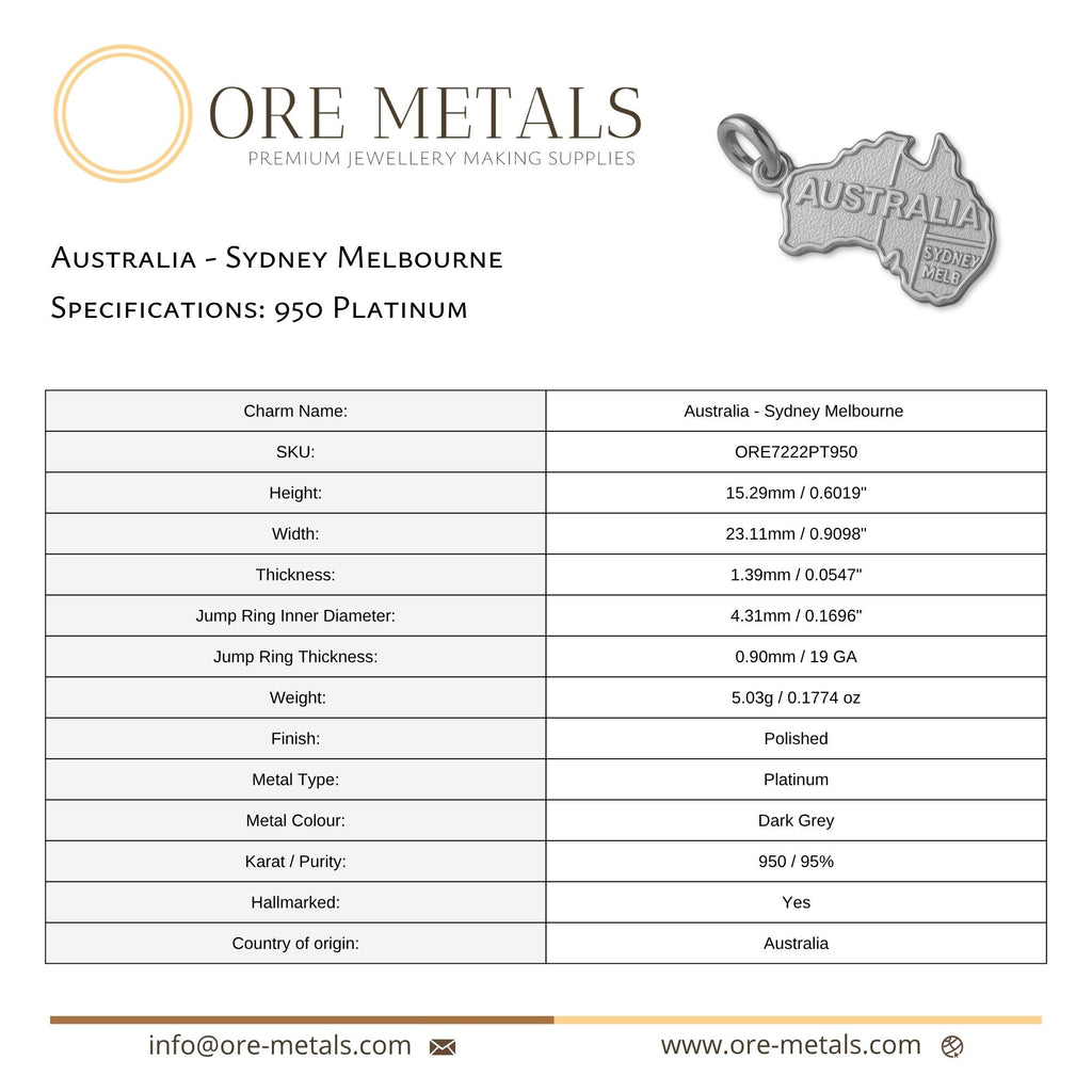 950 Platinum - Australia Sydney Melbourne Charm