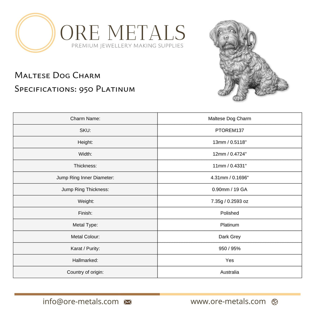 950 Platinum - Maltese Dog Charm