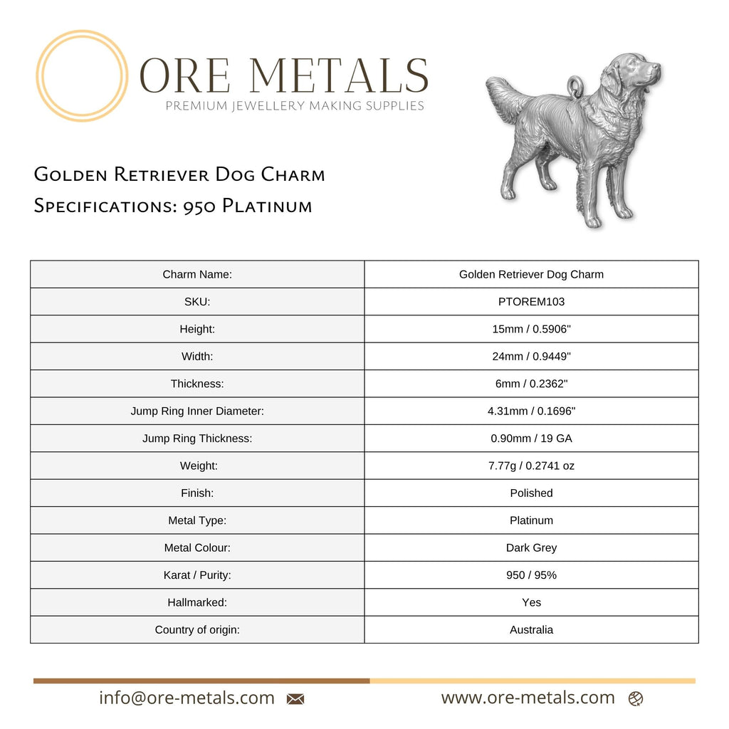 950 Platinum - Golden Retriever Dog Charm