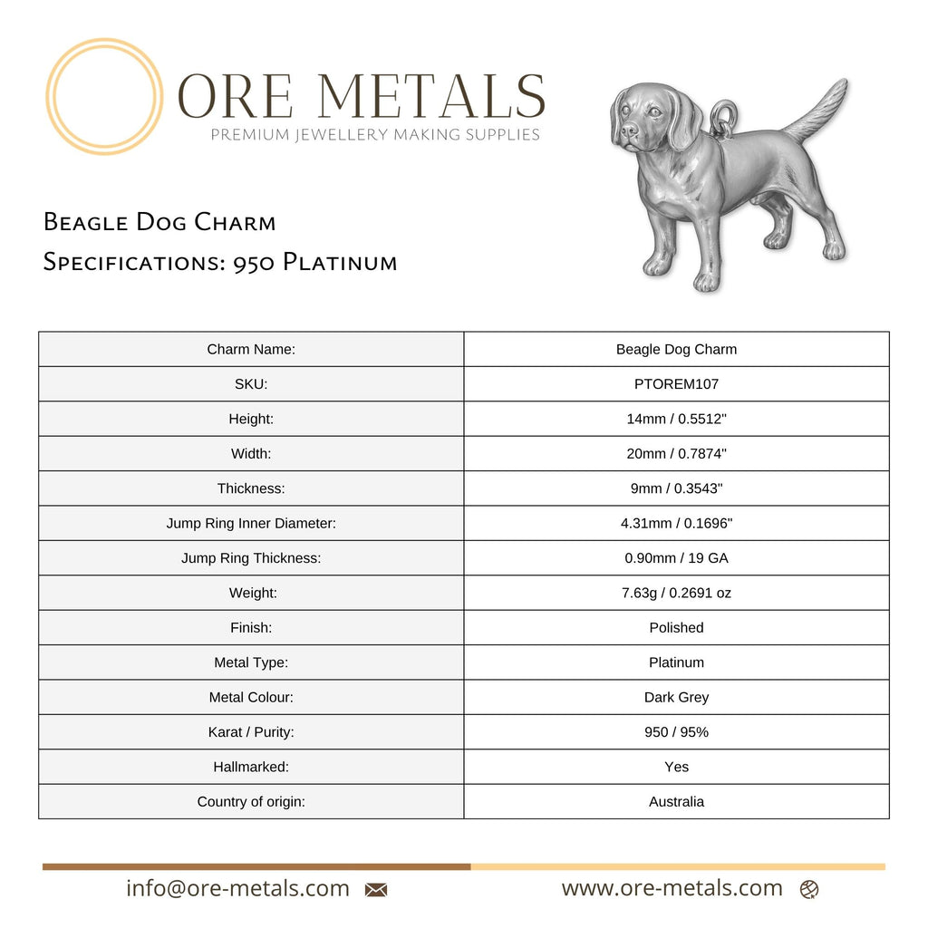 950 Platinum - Beagle Dog Charm