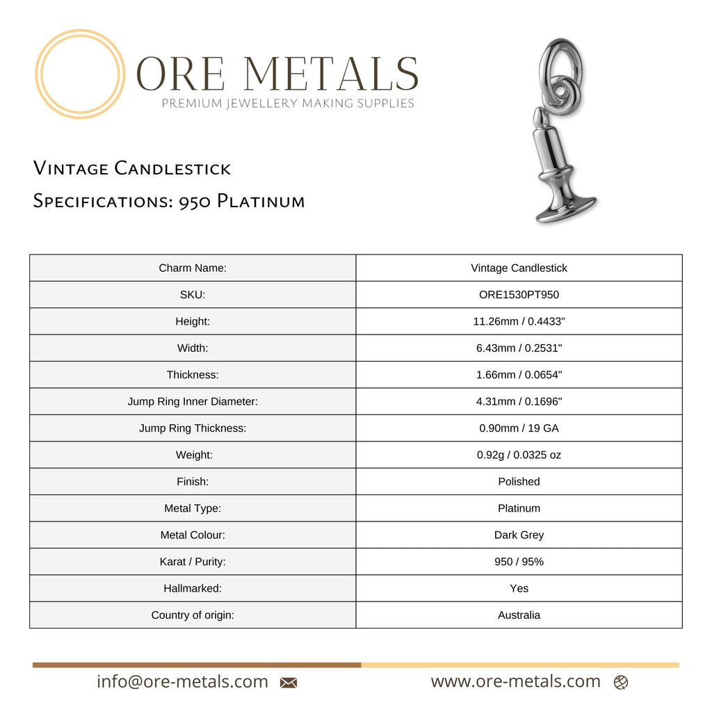 950 Platinum - Vintage Candlestick Charm