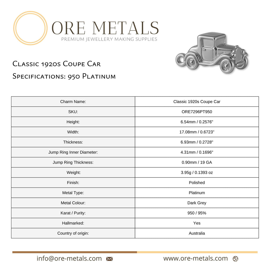950 Platinum - Classic 1920s Coupe Car Charm