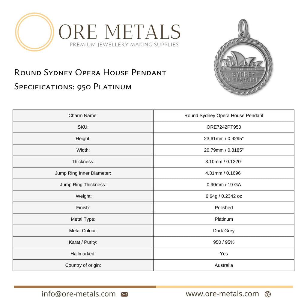 950 Platinum - Round Sydney Opera House Charm