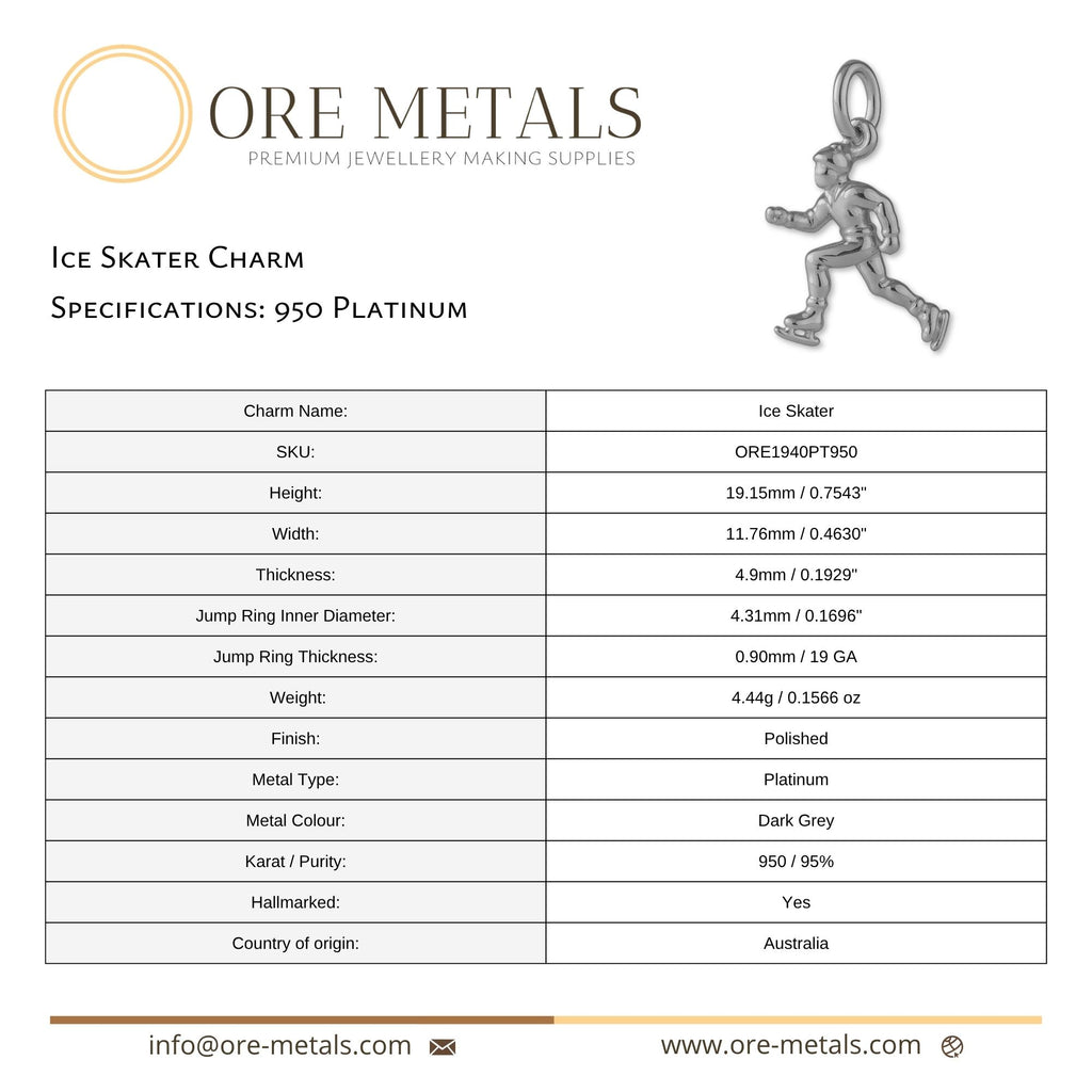 950 Platinum - Ice Skater Charm