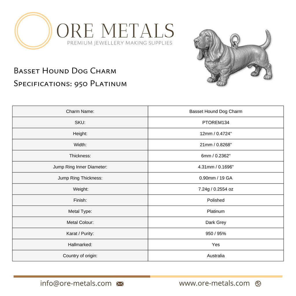 950 Platinum - Basset Hound Dog Charm