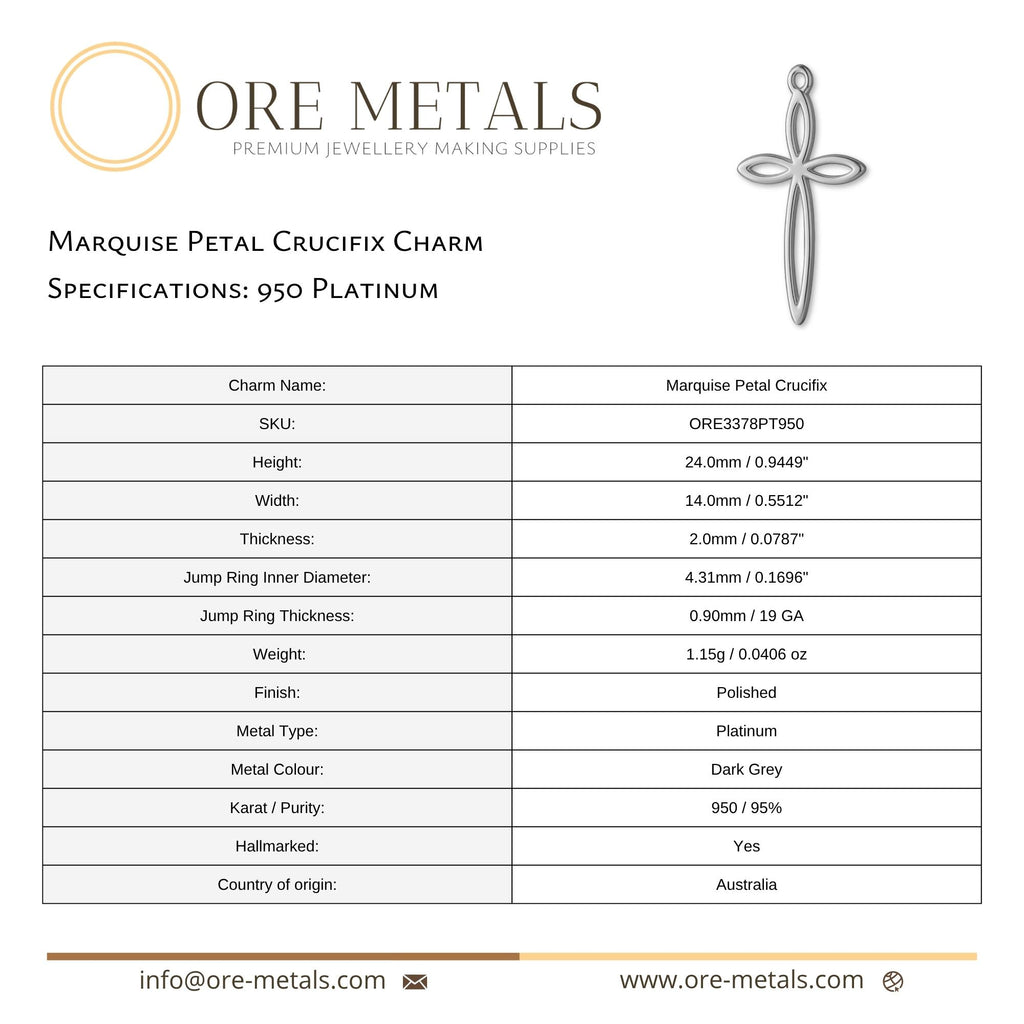 950 Platinum - Marquise Petal Crucifix Charm