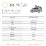 950 Platinum - Mini VW Beetle Traveller Car Charm