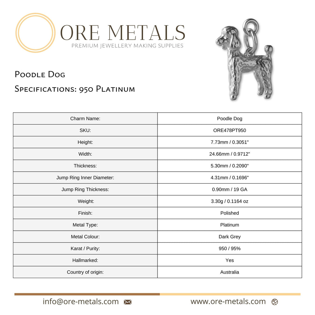950 Platinum - Poodle Dog Charm
