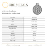 950 Platinum - 18 Button Coin Charm