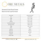 950 Platinum - Swimming Scuba Diver Charm