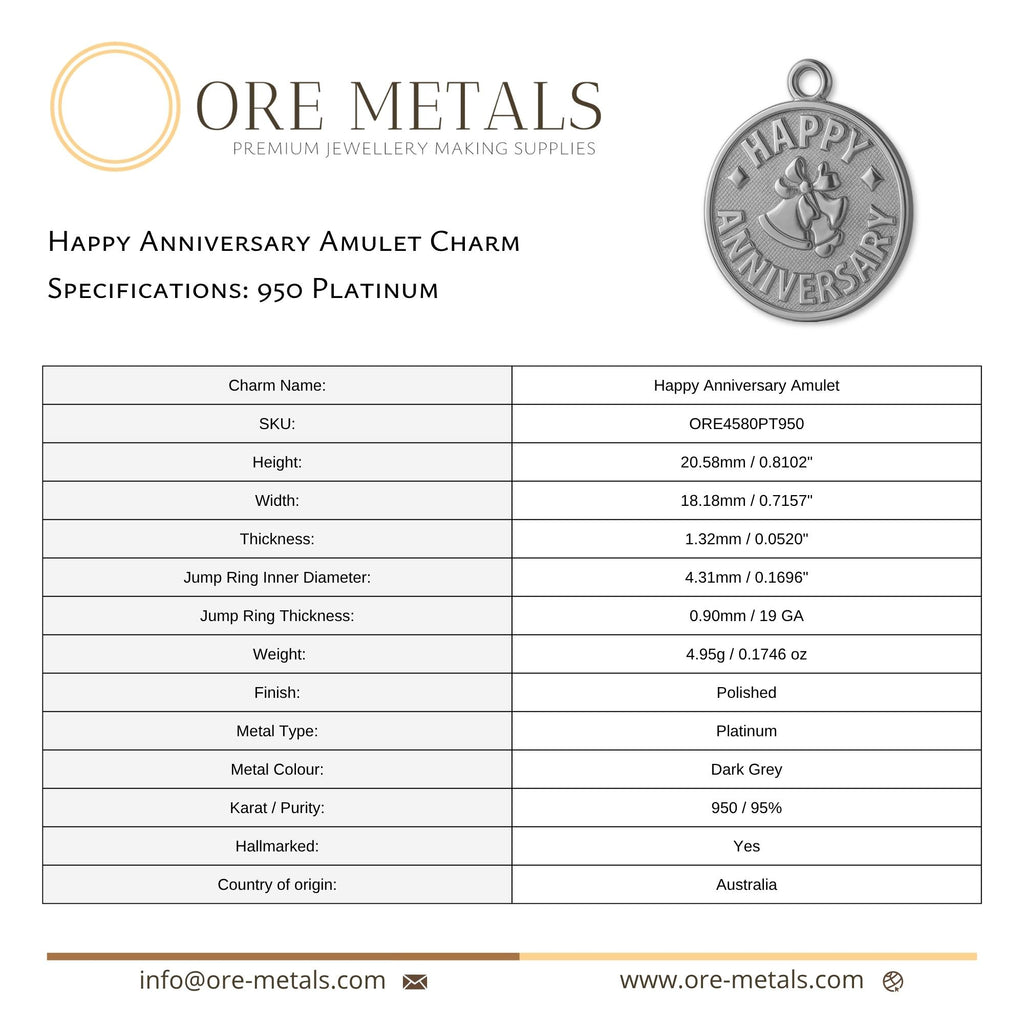 950 Platinum - Happy Anniversary Amulet Charm