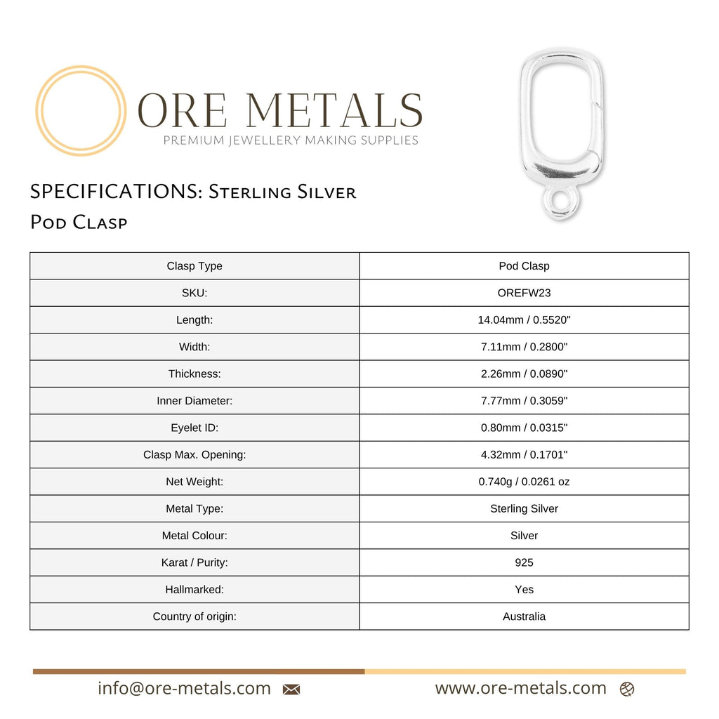 925 Sterling Silver - Pod Clasp