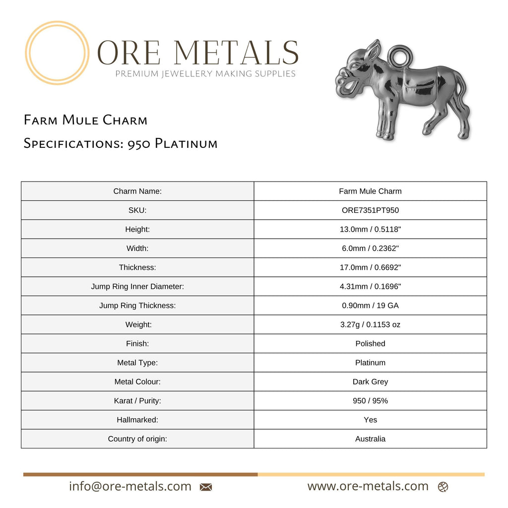 950 Platinum - Farm Mule Charm