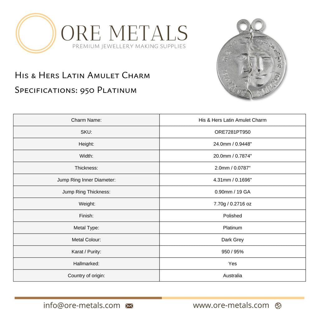 950 Platinum - His & Hers Latin Amulet Charm