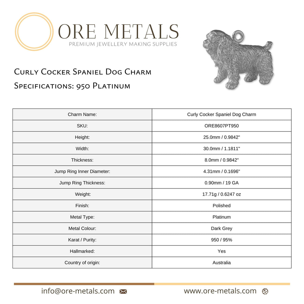 950 Platinum - Curly Cocker Spaniel Dog Charm